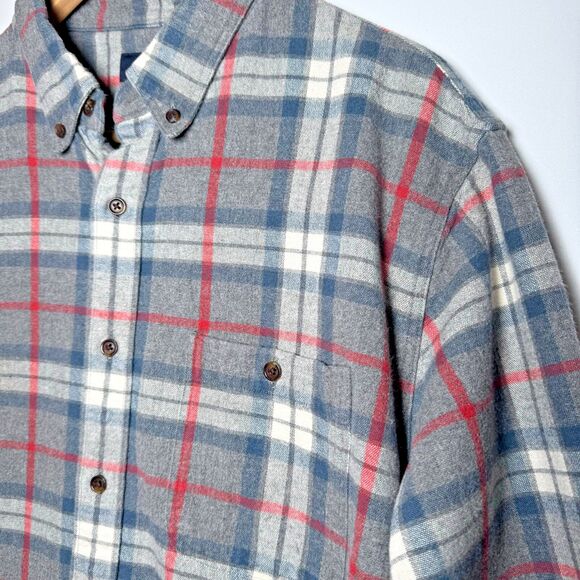 J.Crew Mens Large Gray Plaid Flannel Shirt Elbow Patches Grunge Outdoor Workwear - Picture 4 of 12